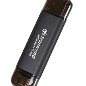 TRANSCEND 256 GB ESD310C USB3.2 TYPE A & C (USB 10Gbps) OTG COMPACT PORTABLE SSD  - Read 1050MB/s Write 950 MB/s - Black
