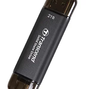 TRANSCEND 2 TB ESD310C USB3.2 TYPE A & C (USB 10Gbps) OTG COMPACT PORTABLE SSD  - Read 1050MB/s Write 950 MB/s - Black
